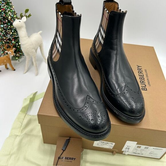 Men’s Burberry vintage check leather Chelsea boots size 42 made in Italy main image 12